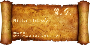 Milla Ildikó névjegykártya